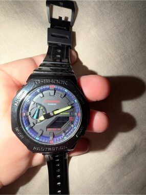 G-Shock Casio Black Watch with Blue and Yellow Accents